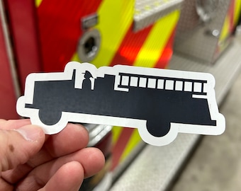 Fire Truck Icon Sticker - Weather Resistant - UV Laminate - Matte Finish