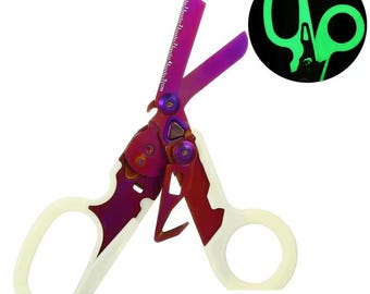 Folding Trauma Shears Purple - Personalized - 6 in 1 tool, Stainless Steel - Glow in the Dark