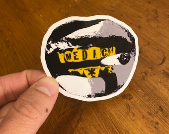 Gold Medic Gangsta Teeth Sticker- Weather Resistant - UV Laminate- Matte Finish