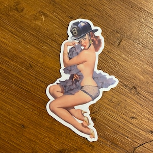 Purple Pin Up Sticker- Weather Resistant - UV Laminate- Matte Finish