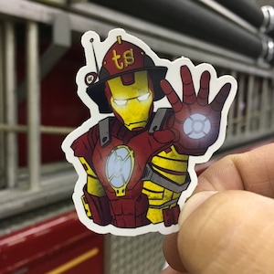 Iron Firefighter Man Sticker- Weather Resistant - UV Laminate - Matte Finish
