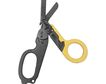 Folding Trauma Shears - Black and Yellow - Personalized - 6 in 1 tool, Stainless Steel