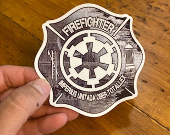 Galactic Empire Firefighter Maltese Sticker - Weather Resistant - UV Laminate- Matte Finish