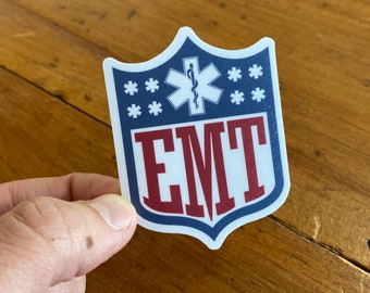EMT Football Logo Sticker- Weather Resistant - UV Laminate- Matte Finish