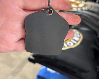 Firefighter Customizable Leather Shield Keyring 3" - 3mm thick - Black Matte Keyring included