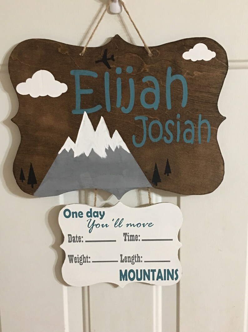 Baby Boy Hospital Door Hanger One Day You Ll Move Mountains Rustic Boy Nursery