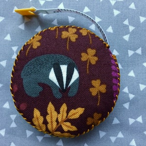 Badger and hedgehog retractable tape measure sewing knitting patchwork crafts