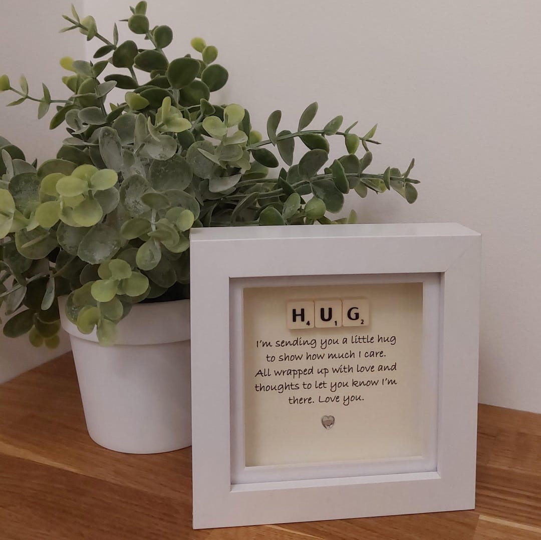 A Heartfelt 'HUG' Scrabbleart Frame, Thoughtful Gift. - Etsy