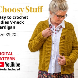 Crochet Ladies V-Neck Cardigan