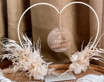 Standing heart with dried flowers | Wedding gift | Wedding gift table | Wedding ring holder / Personalized gift / Dried flowers