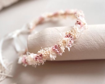 Zarter Kommunionskranz / Brautkranz „Strawberry Cake & Cream“| Neugeborenenkranz | Trockenblumenkranz  | Blumenkranz | Kopfkranz