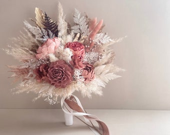 Boho bridal bouquet “Chocolate in Autumn” | Dried flower bouquet bride | Wedding bouquet