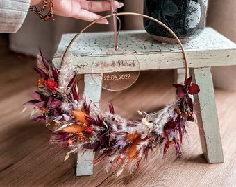 Dried flower wreath "Fall is my favorite season" | Door wreath | Flower hoop | Flower wreath | Front door | Birthday present | Flower decoration