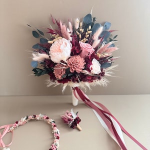 Bridal bouquet &quot;Romance in Rome&quot; dried flower bouquet / dried flower bridal bouquet / eucalyptus bouquet / infinity roses / wedding