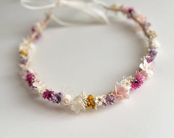 Delikatny wianek komunijny / Wianek ślubny „Letnia dziewczynka” | Wianek noworodkowy | Wianek z suszonych kwiatów | Wianek kwiatowy | Wianek na głowę