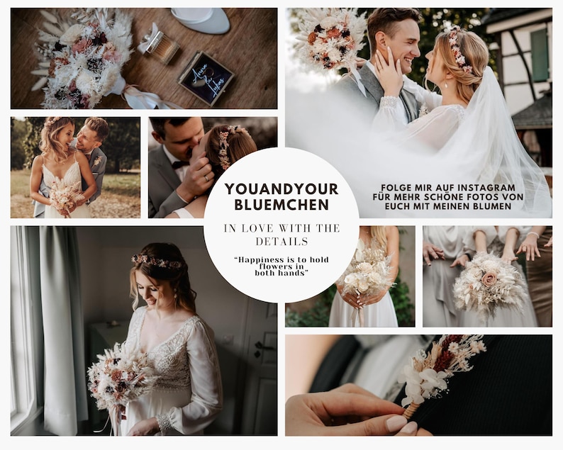 Brautstrauß Romance in Rome Trockenblumenstrauß / Trockenblumenbrautstrauß / Eukalyptusstrauß / Infinityrosen / Hochzeit image 2