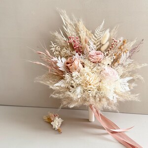 Brautstrauß „Rosa & Toffee“ | Brautstrauß / Trockenblumenstrauß | Hochzeitsdeko | Dekostrauß / Trockenblumen / Blumenstrauß / Hochzeit