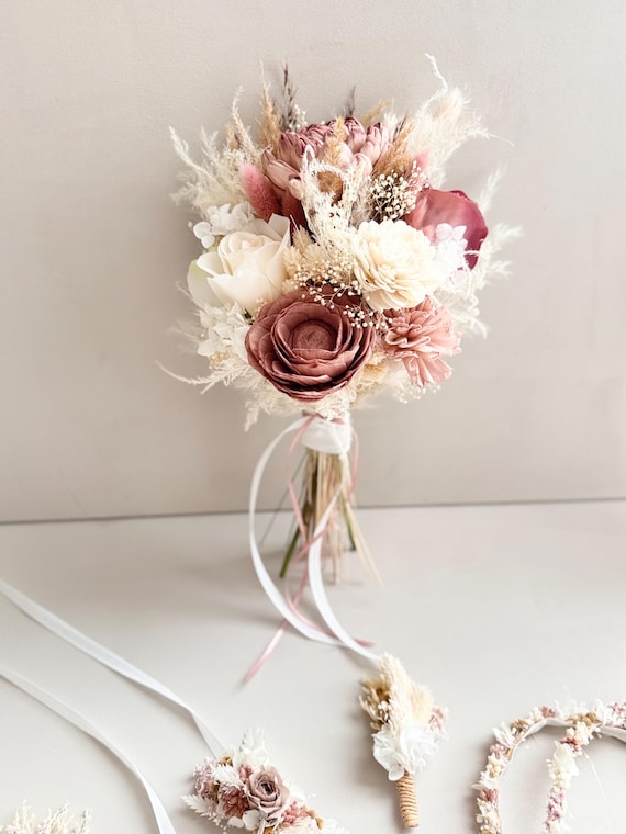 Standesamtstrauß „rosalie“ Trockenblumenstrauß / Trockenblumenbrautstrauß / Brautstrauß / Standesamtstrauß / Hochzeitsblumen / Brautjungfern