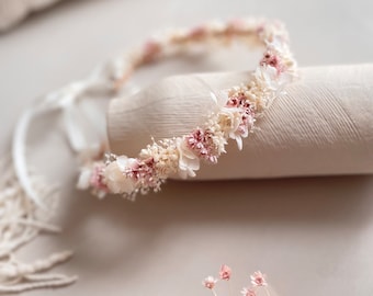 Couronne de communion / couronne de mariée « Strawberry Cake & Cream »| Couronne nouveau-née | Couronne de fleurs séchées | Couronne de cheveux du festival | Couronne de fleurs | couronne de tête