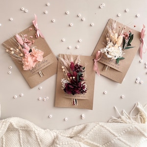 Geburtstagskarte | Trockenblumenkarte „Send Love“ NEU mit Schleife! | Weihnachtskarte | Grußkarte | Weihnachtsgeschenk | Trockenblumenstrauß