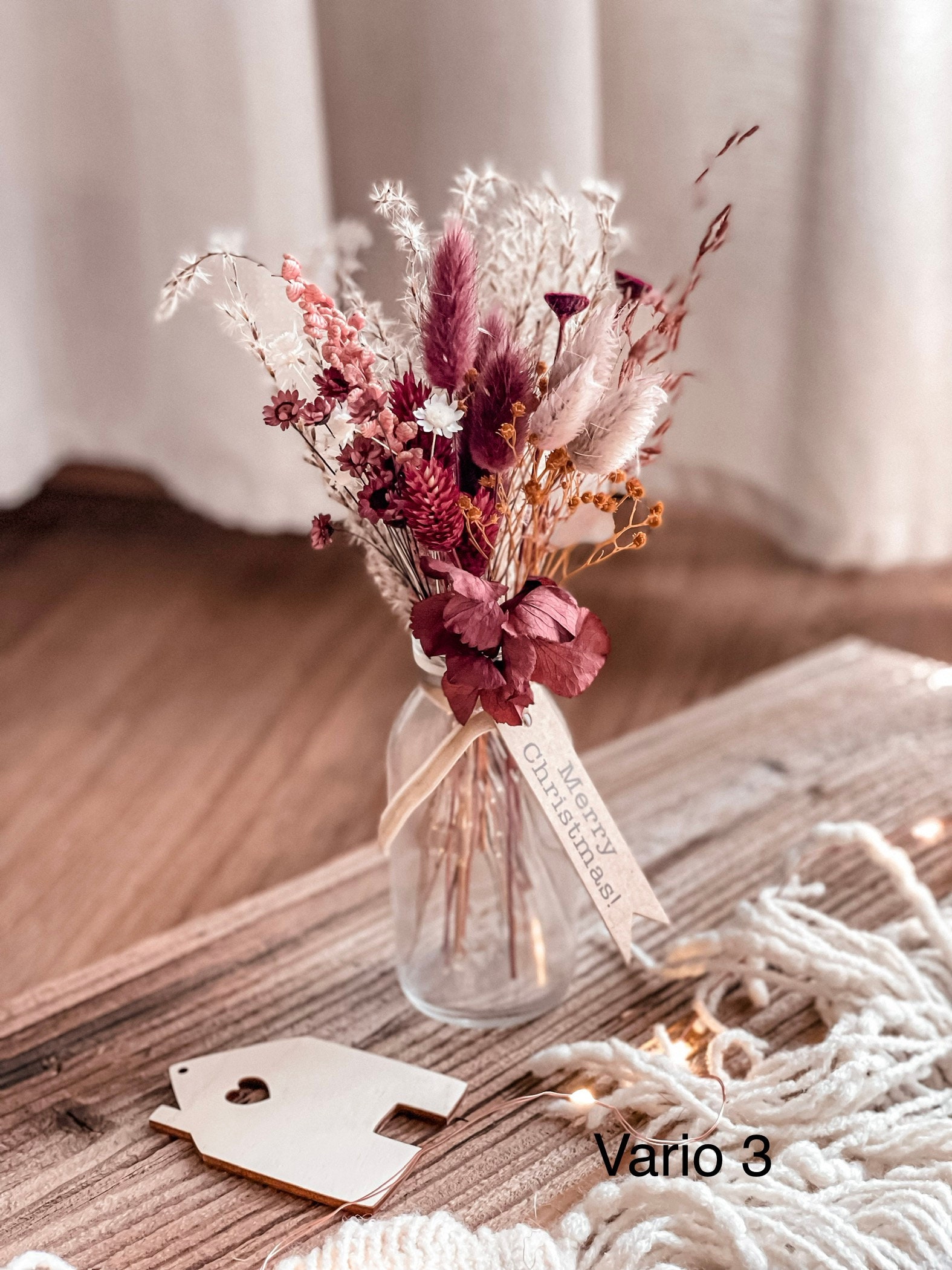 Mini Dried Flower Bouquet With Vase hello Beauty With Gift Tag / Small Gift  Table Bouquets Wedding Table Decoration 