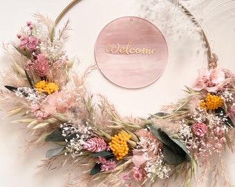 Trockenblumenkranz „Summer Love“ | Türkranz | Wanddeko | personalisiertes Geschenk | Muttertagsgeschenk | Geburtstagsgeschenk | Einzug