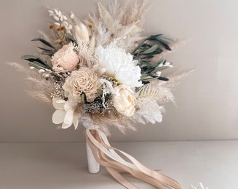 Boho bridal bouquet "Limoni e Olive - Basta" | Dried flower bouquet bride | Wedding bouquet