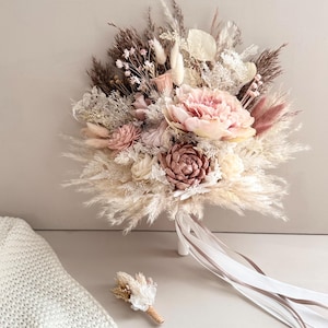Boho bridal bouquet &quot;Rosalie&quot; | Dried flower bouquet for brides | Wedding bouquet | Bridal bouquet | Wedding decorations | Flower bouquet | Boutonniere