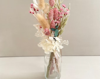 Mini dried flower bouquet with vase "Hello Beauty - New Season" | Small gift | Wedding table decoration | Wedding decor | Wedding favors