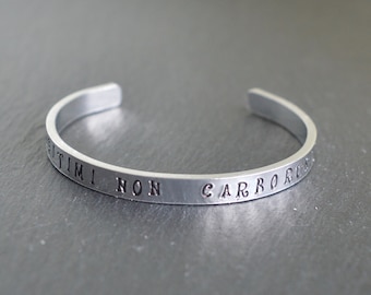 Hand Stamped Aluminium Bangle: Inspirational Latin Quote