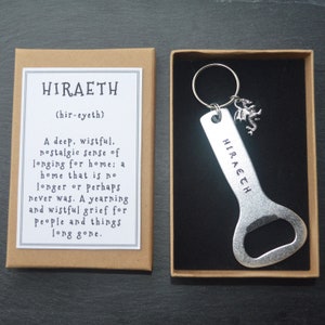 HIRAETH Hand Stamped Bottle Opener Keyring: Welsh Dragon Charm