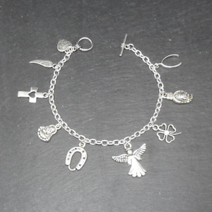 Glaube Hoffnung Luck Charm Armband: Versilbert Knebelverschluss