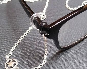 Star Eyeglass Chain ~ Superhero ~ Reading Glasses Lanyard ~ Spectacle Holder ~ Silver Charm Glasses Retainer ~ CWtChUSstore