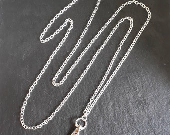 Silver Plate Lanyard Necklace: ID Card Holder Chain (34-40 inch)