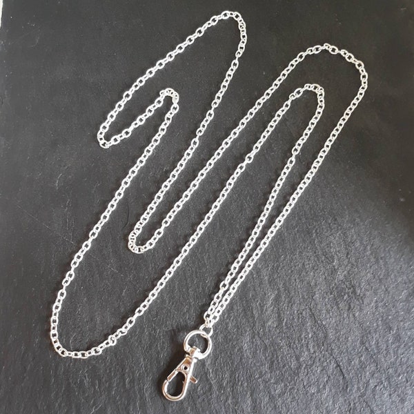 Unadorned Lanyard Necklace ~ Silver Plate Chain ID Card Holder ~ Lanyard Necklace ~ CWtChUSstore