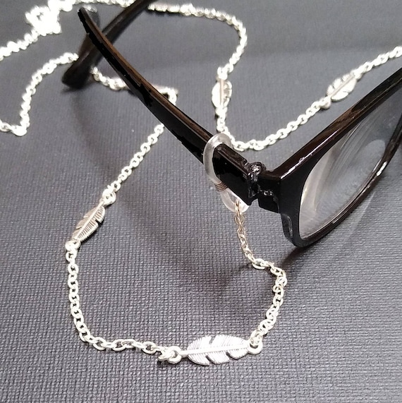 Feather Eyeglass Chain: Silver Charm Reading Glasses Lanyard