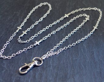 Cross Lanyard ~ Silver Cross Charm ~ Silver Plate Chain ID Card Holder ~ Lanyard Necklace ~ CWtChUSstore ~ Faith