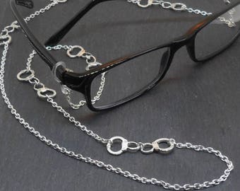 Handcuffs Charm Eyeglass Chain glasses lanyard spectacle holder silver plate charm eyeglass necklace eyewear accessory cwtchus