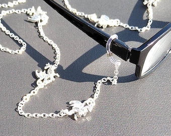 Dragon Eye Glass Chain / Face Mask Holder ~ There Might Indeed Be ~ Reading Glasses Lanyard ~ Silver Charm Glasses Retainer ~ CWtChUSstore
