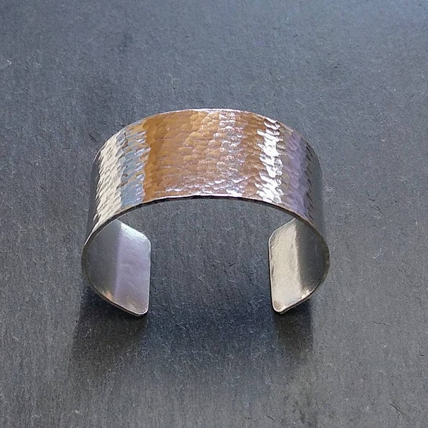 Wide Hammered Cuff Bangle ~ Hangaku ~ Hand hammered, shaped and polished ~ aluminium ~ brass ~ copper ~statement piece ~ 30mm ~ cwtchusstore