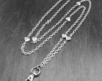 Women's Fashion Lanyard Necklace Chain Lanyard Super Strong for Keys Vertical Badge Holder Horizontal Silver 1# 
