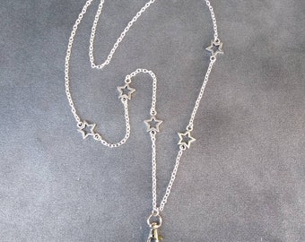 Star ID Lanyard Necklace ~ Silver Alloy Charm ID Card Holder ~ CWtChUSstore ~ Superstar Babystar