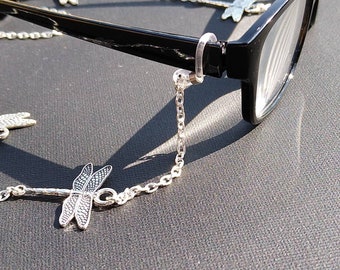 Dragonfly Eyeglass Chain ~ Reading Glasses Lanyard ~ Spectacle Holder ~ Silver Charm Glasses Retainer ~ CWtChUSstore