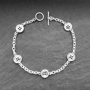 Silver Button Charm Bracelet Anklet: Tibetan Silver Plated Chain