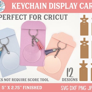 Keychain Display Card Template SVG for Cricut, Keyring Packaging, Keychain Holder, Key Ring Tag, SVG Cut Files for Vinyl Cutters