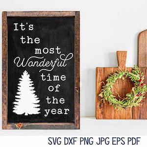 Het is de mooiste tijd van het jaar SVG, kerstbord voor Cricut, verticaal winterbord, vakantieboerderijbord, vinylstickerbestand, PNG