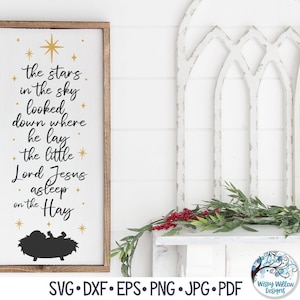 The Stars In The Sky keek naar beneden waar hij lag, kerstmis SVG voor Cricut, religieuze hymne Songteksten PNG, vinyl decal gesneden bestand voor silhouet