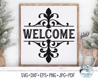 Panneau de bienvenue SVG, Panneau de bienvenue fantaisie SVG, Bienvenue élégant Svg, panneau de bienvenue vintage pour Cricut, Png de bienvenue, fichier de décalcomanie vinyle pour Cricut