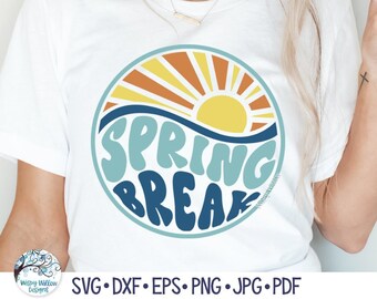 Spring Break SVG for Cricut, Beach Sunrise PNG, Spring Vacation Trip Shirt, Ocean Sunrise Sublimation Printable, Vinyl Decal Cut File