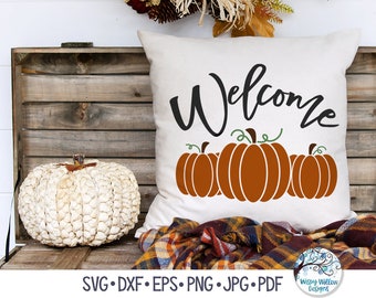 Fall Welcome Sign with Pumpkins SVG, Fall Welcome Sign Svg, Autumn Welcome, Pumpkin Welcome Sign, Thanksgiving, Vinyl Decal File for Cricut